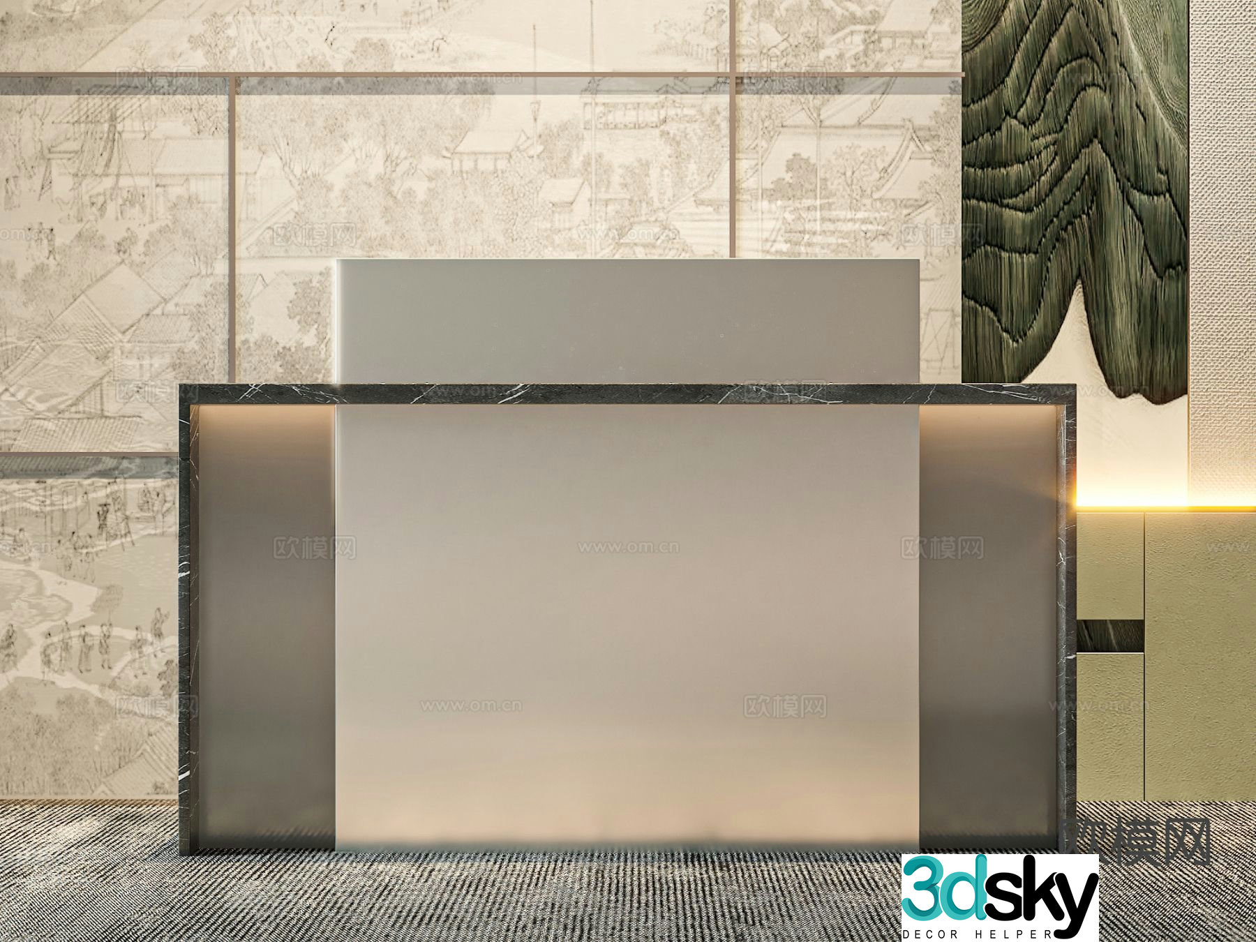 Front desk reception desk service desk 3d model