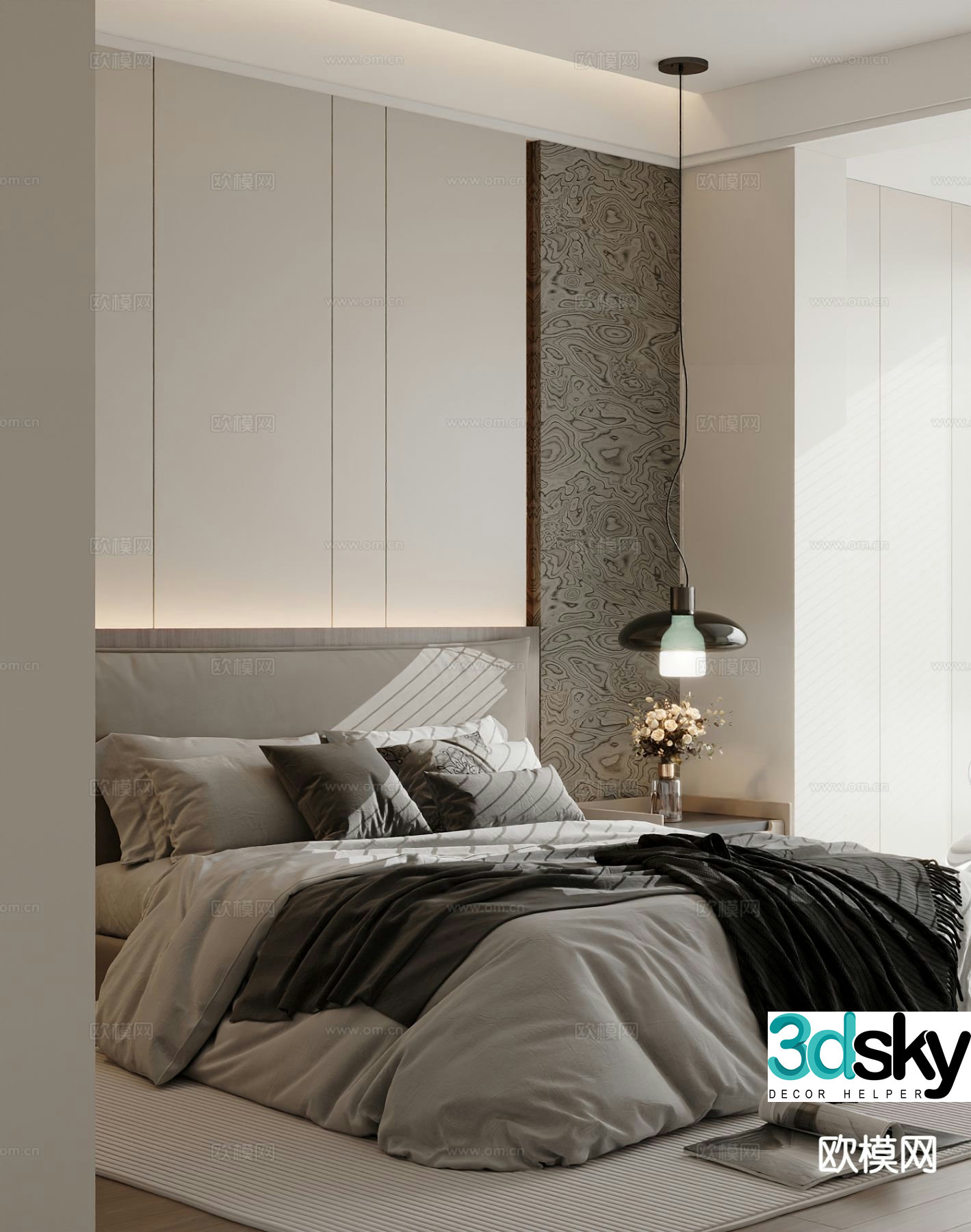 Modern double bed 3d model