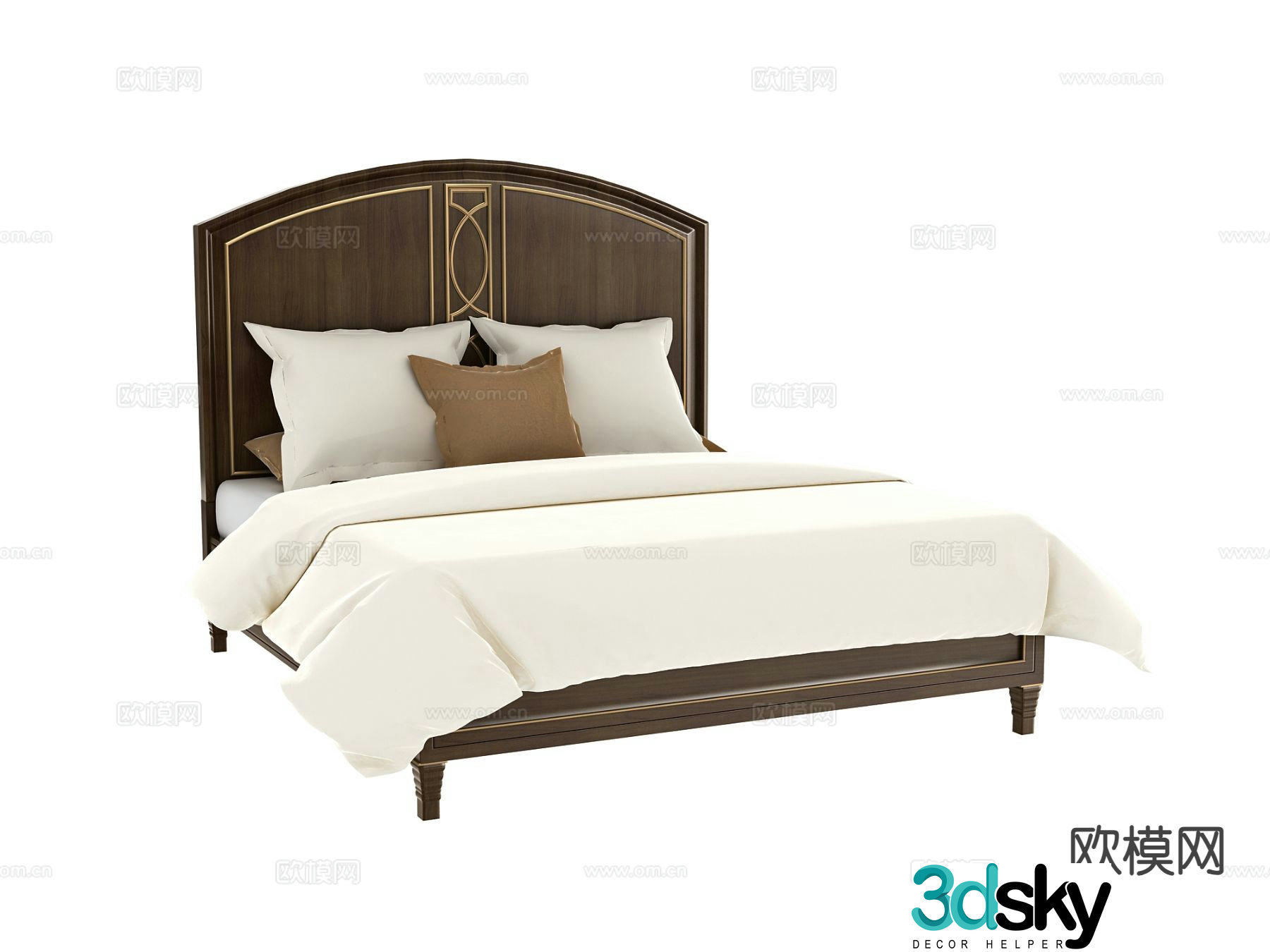American double bed 3d model