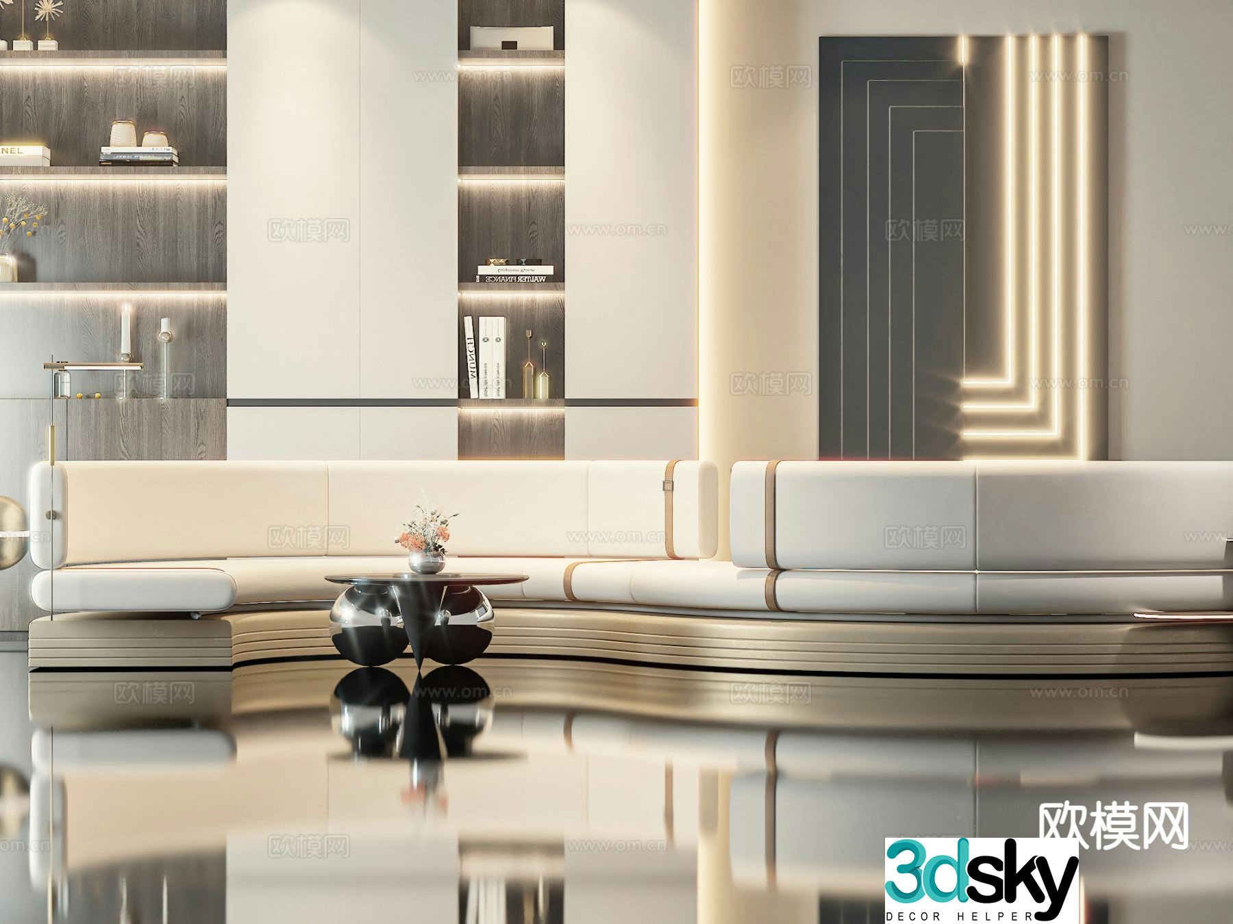 Light luxury curved sofa special-shaped sofa 3D model