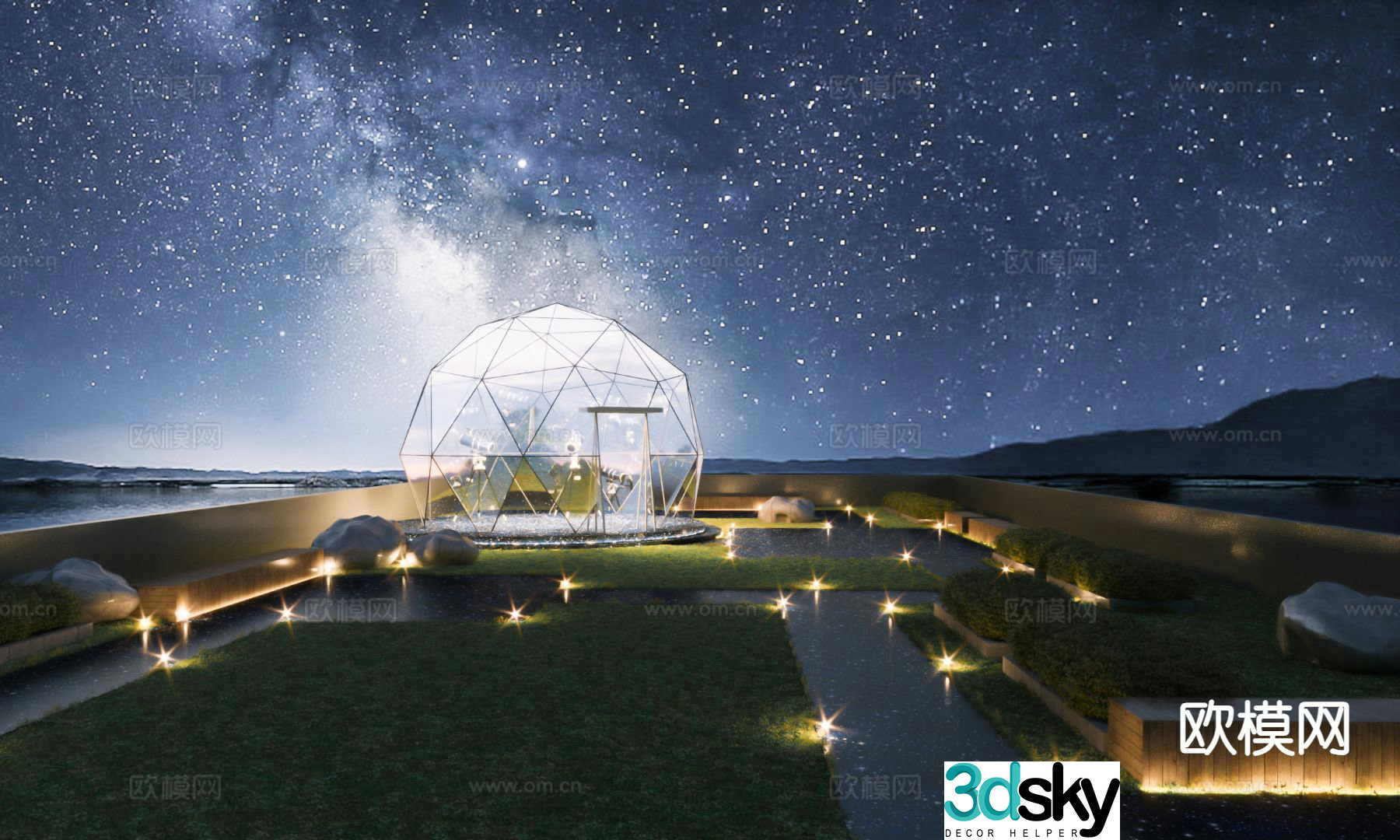 Sky Garden Rooftop Starry Sky Landscape 3D Model