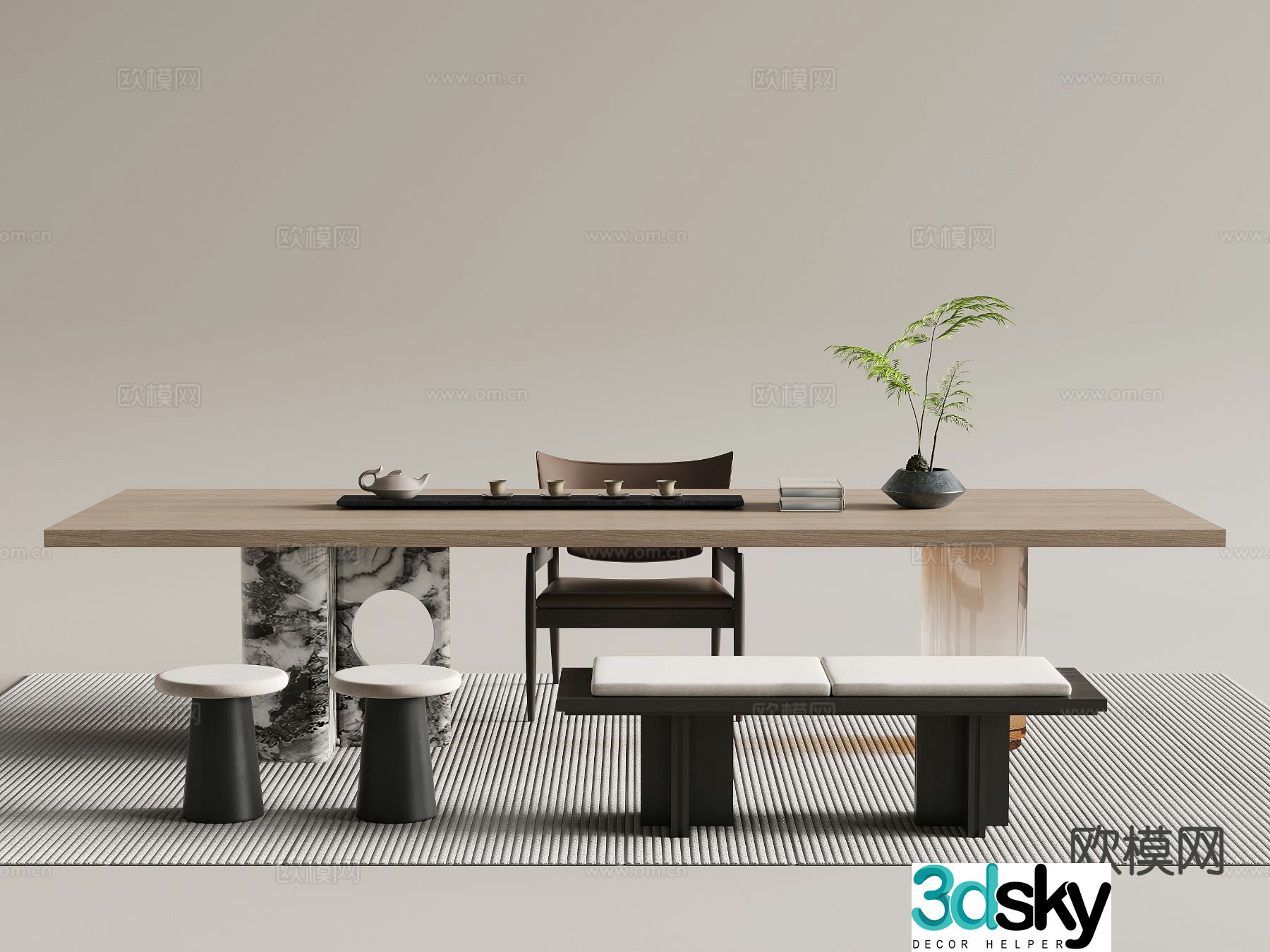 Modern tea table tea table 3d model