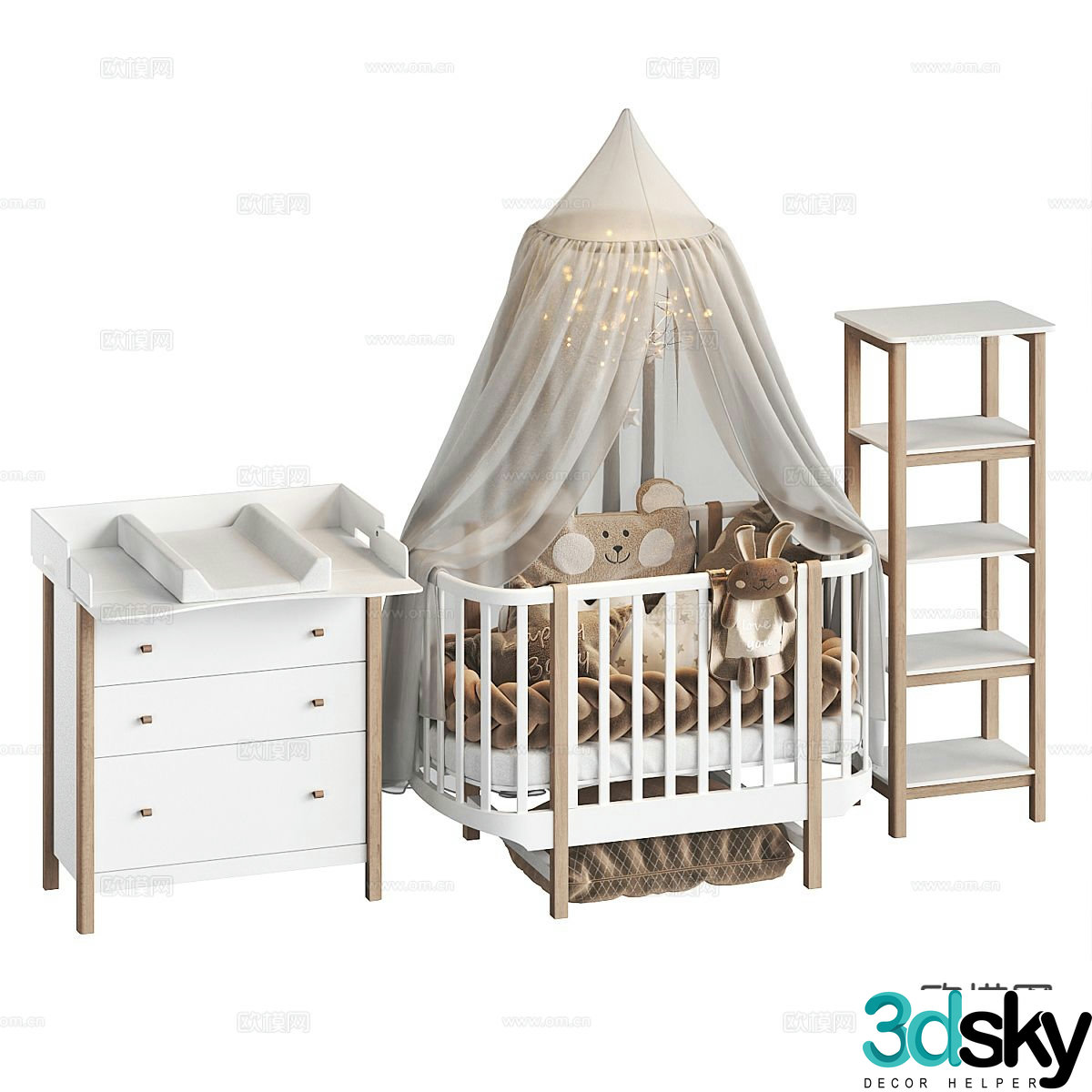 Modern baby crib crib 3d model