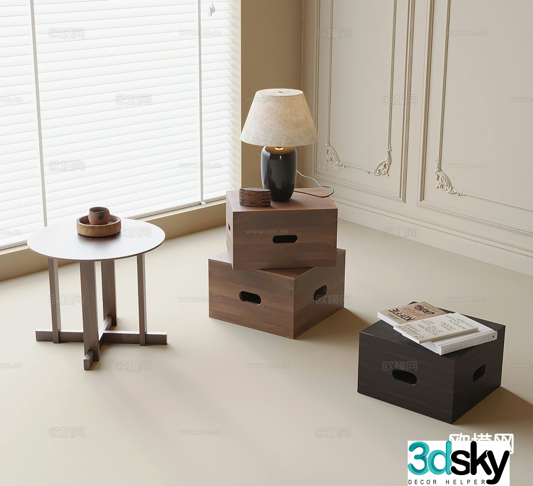 Modern side table angle table 3D model