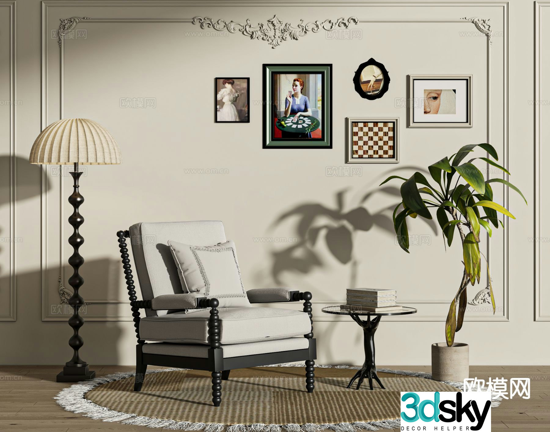 French lounge chair 3d model