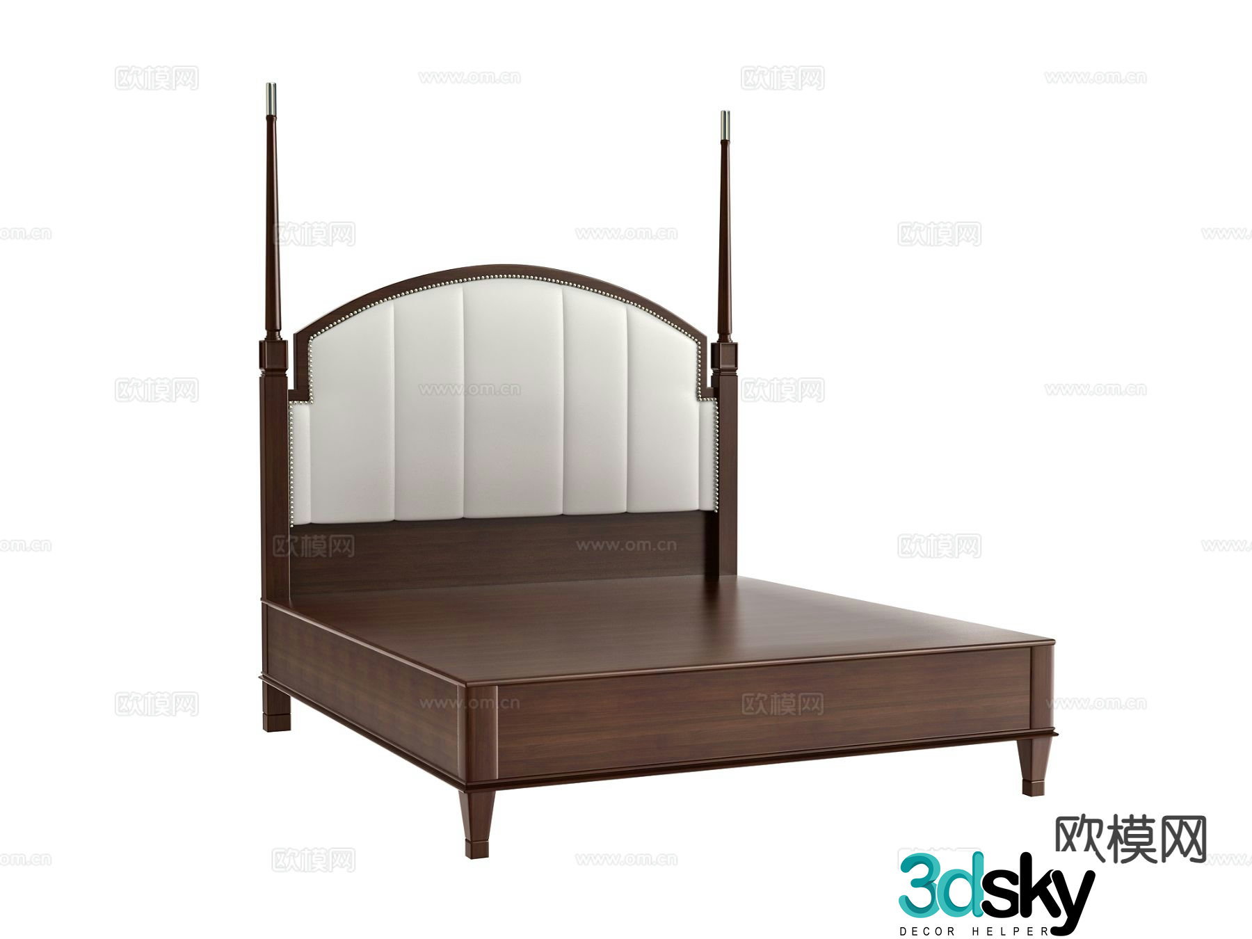 American double bed bed board 3d model