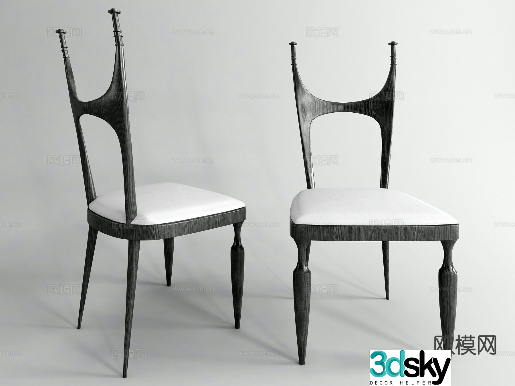 Modern single chair dining chair 3d model