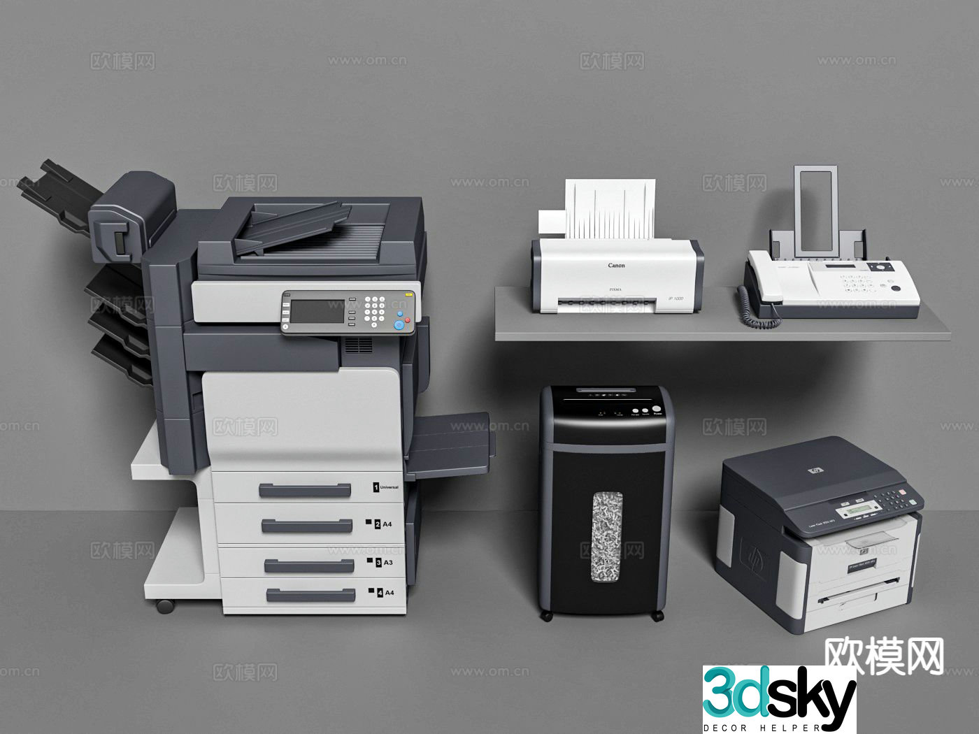 Printer Copier Fax Machine Shredder 3d model