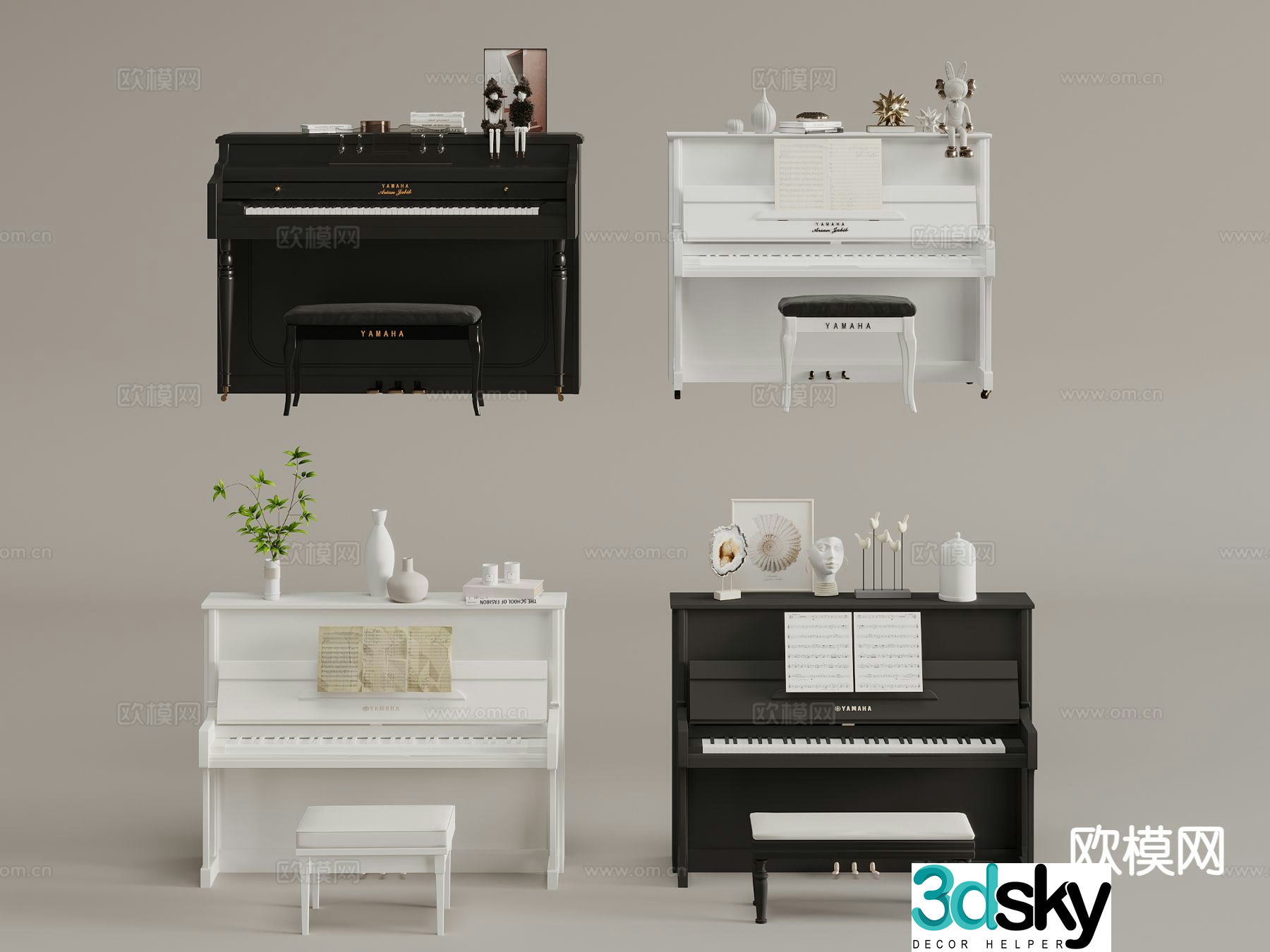 3D model of vertical piano