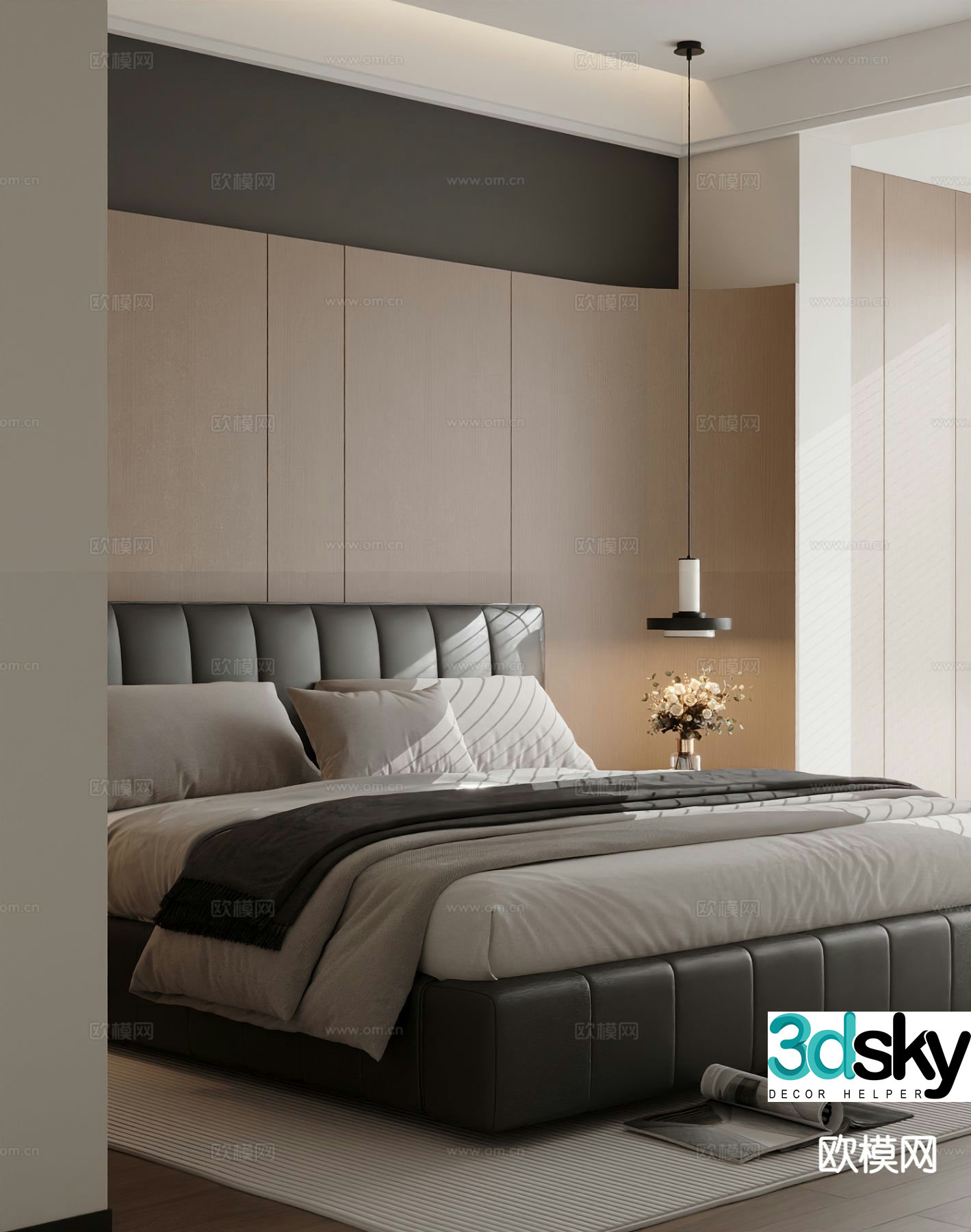Italian double bed 3d model