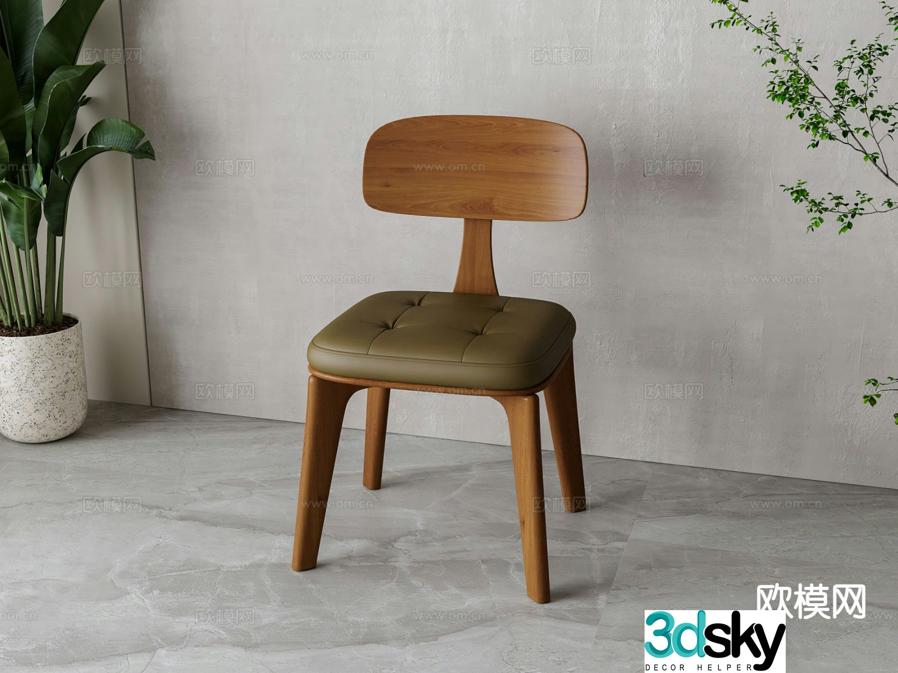 Nordic chair dining chair 3d model
