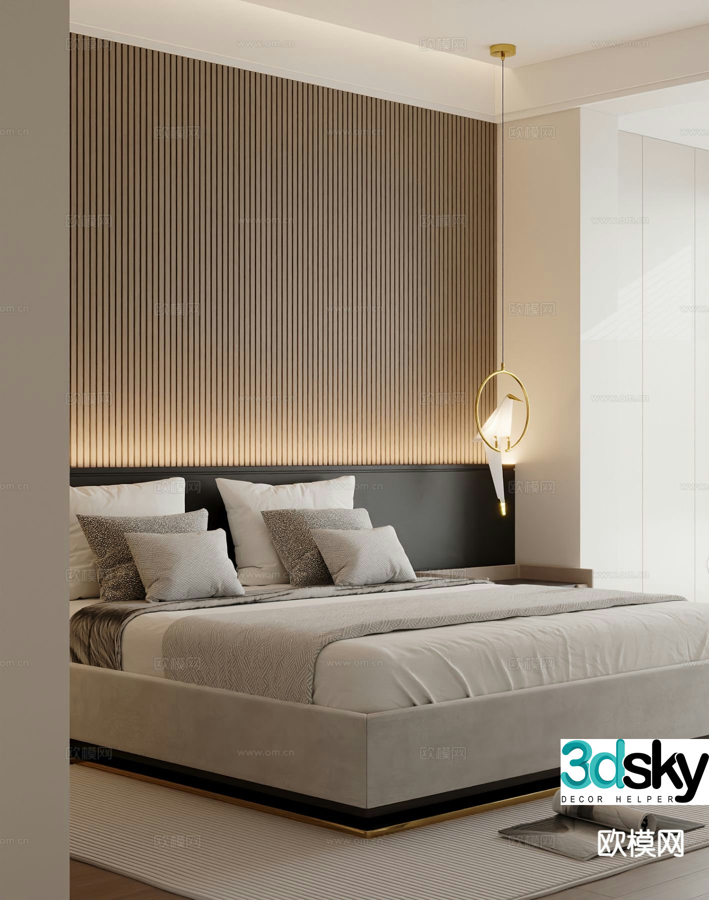 Modern double bed 3d model