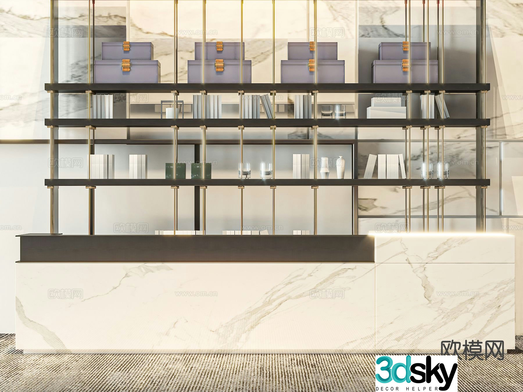 Front desk service desk reception desk 3d model