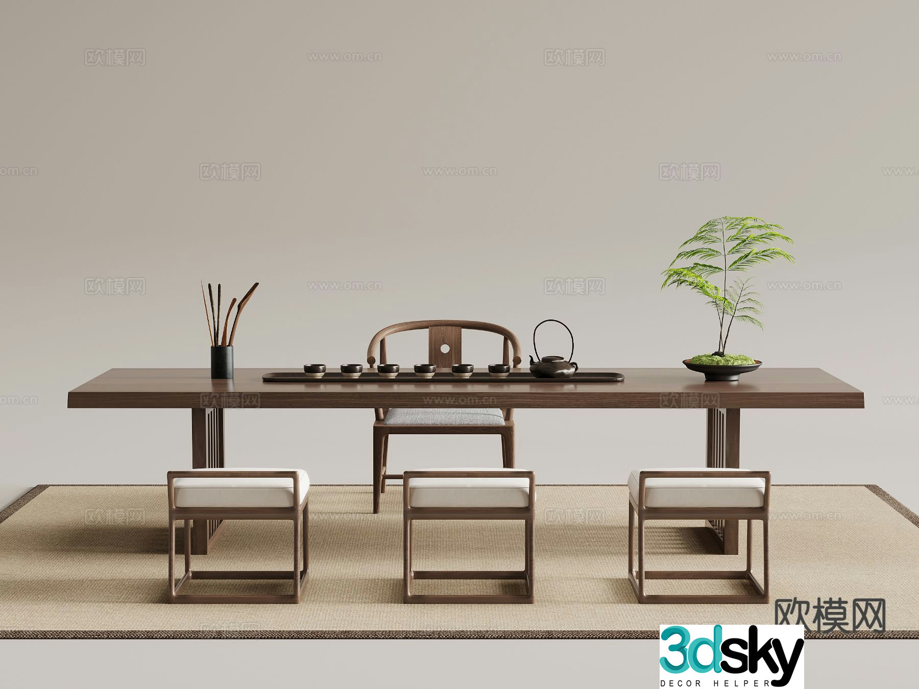New Chinese style tea table tea table 3d model