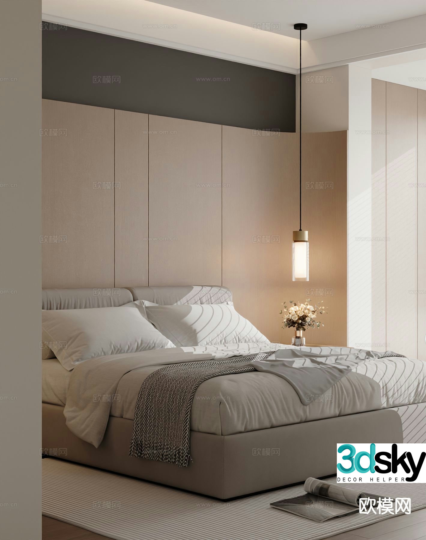 Modern double bed 3d model