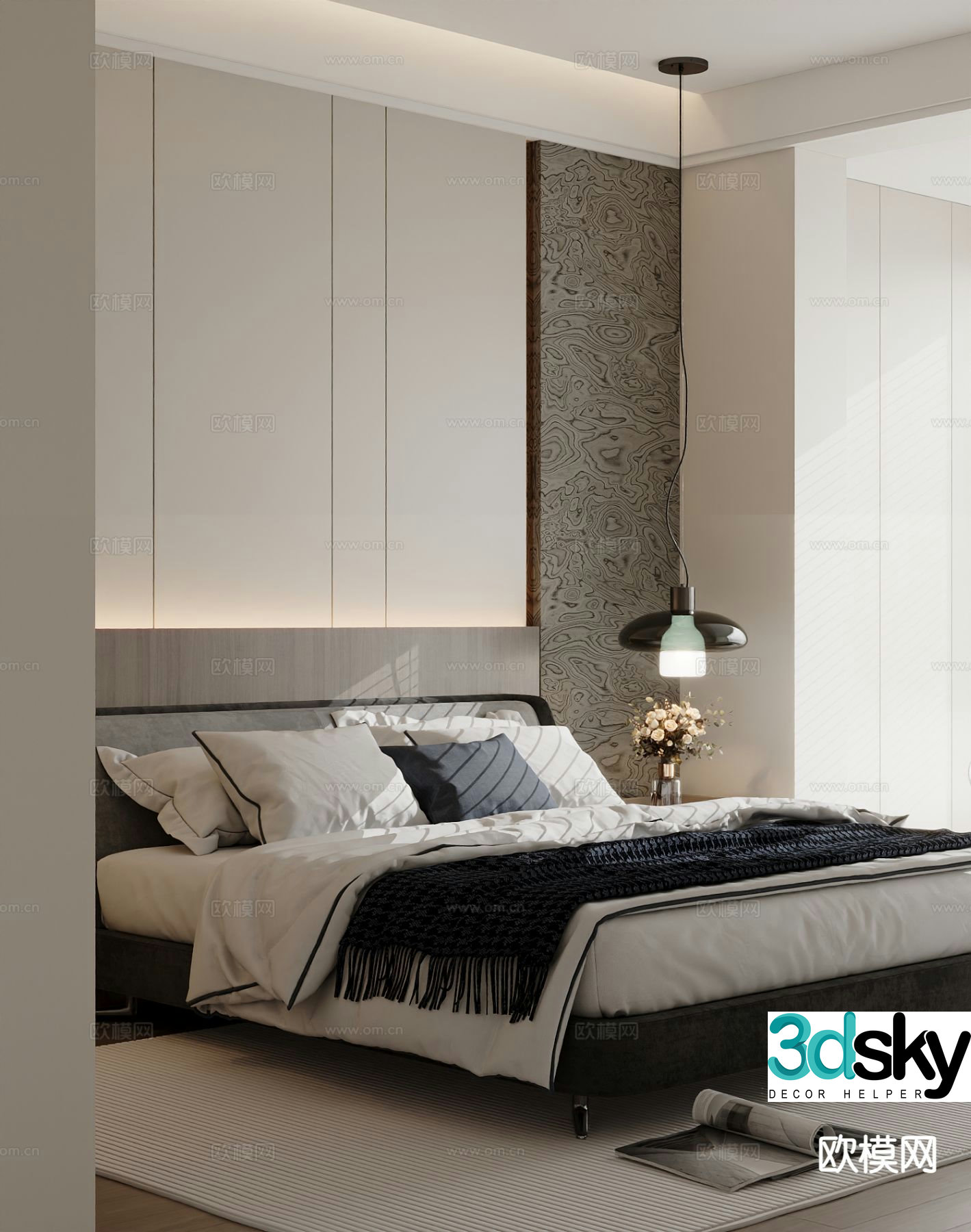 Modern double bed 3d model