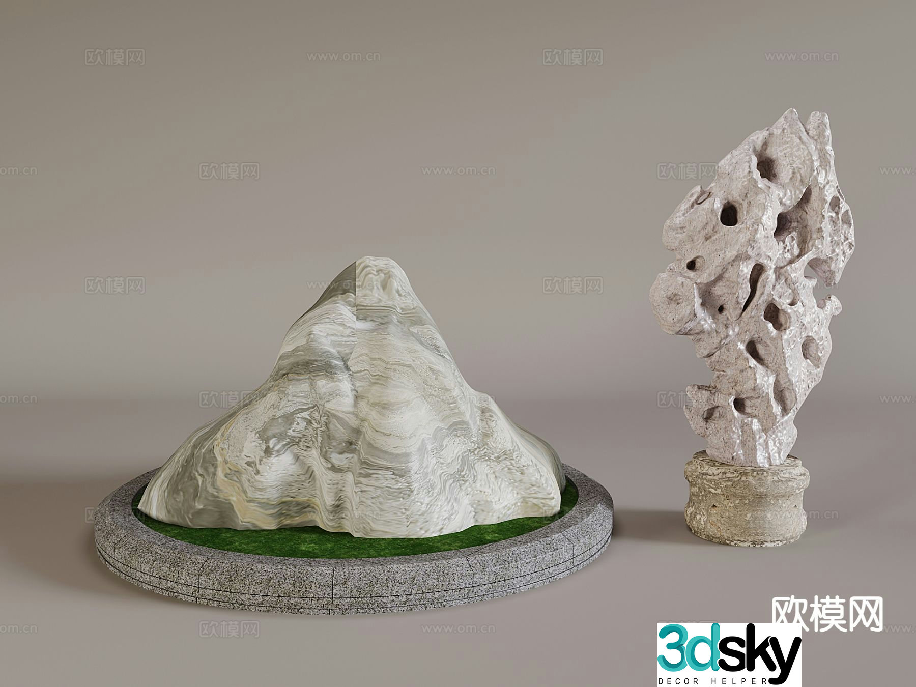 New Chinese style Taihu stone landscape stone ceramic rockery 3D model