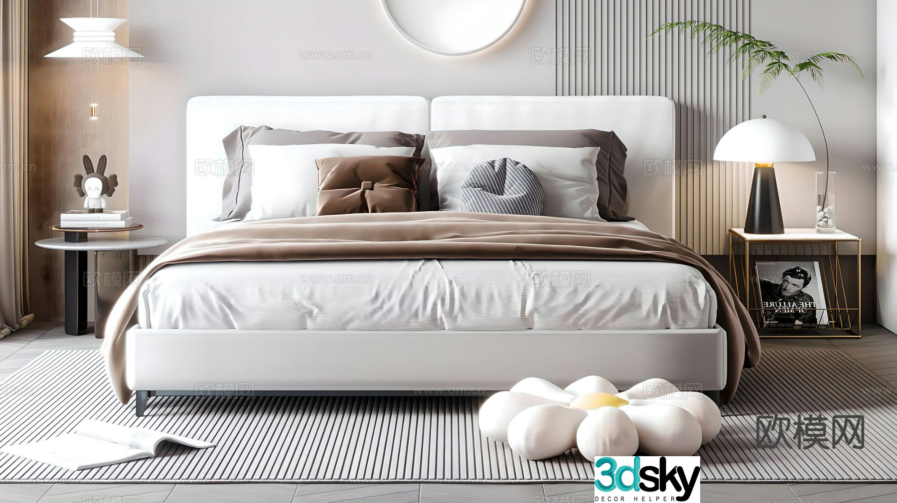 Modern double bed 3d model