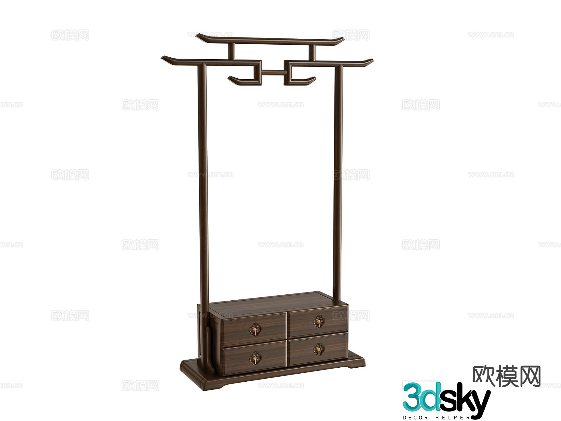 New Chinese style clothes hanger floor hanger 3D model