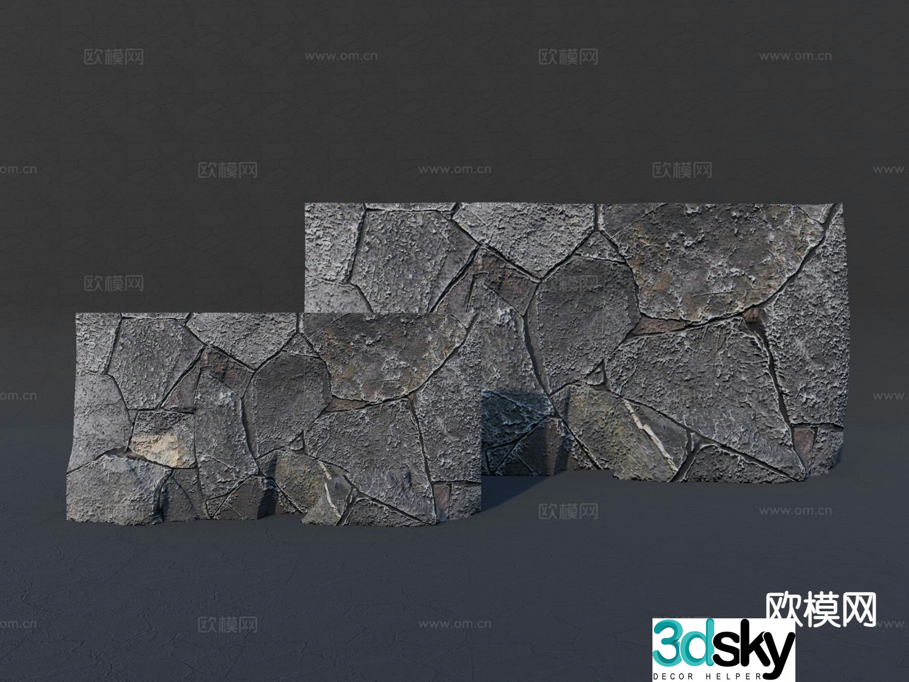 Landscape stone stone wall stacked bricks 3d model