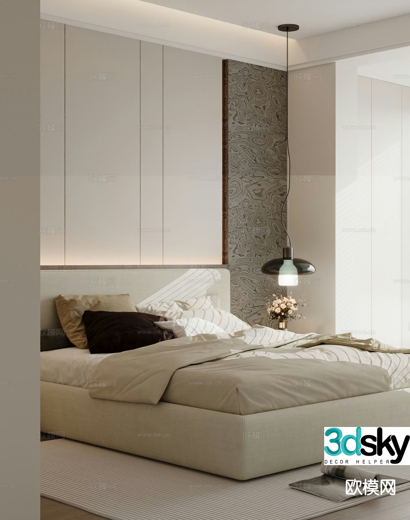 Modern double bed 3d model