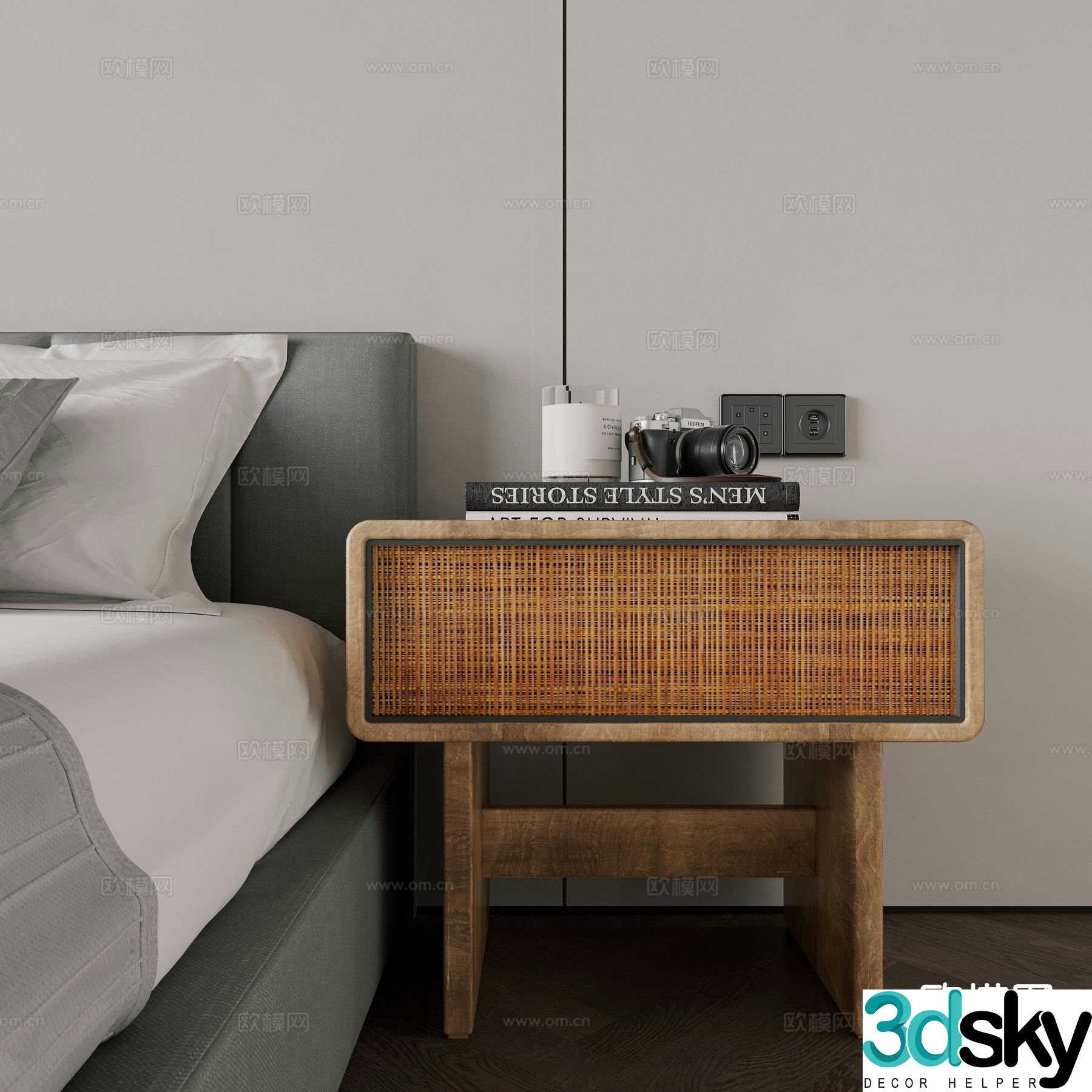 wabi-sabi bedside table 3d model