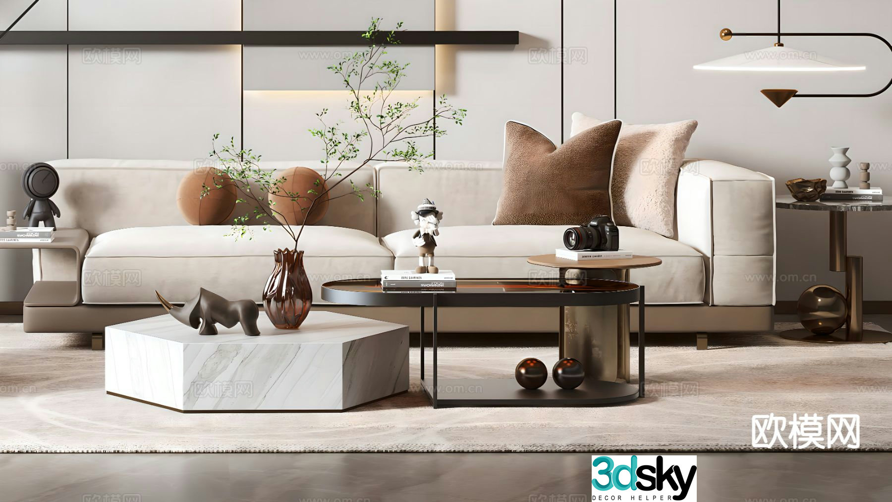 Modern leather sofa loveseat 3d model