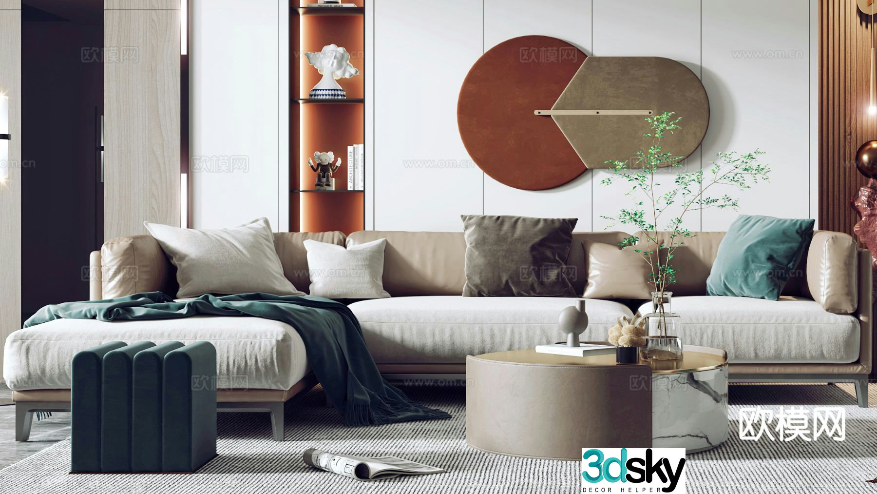 Modern multi-seater sofa corner sofa 3d model