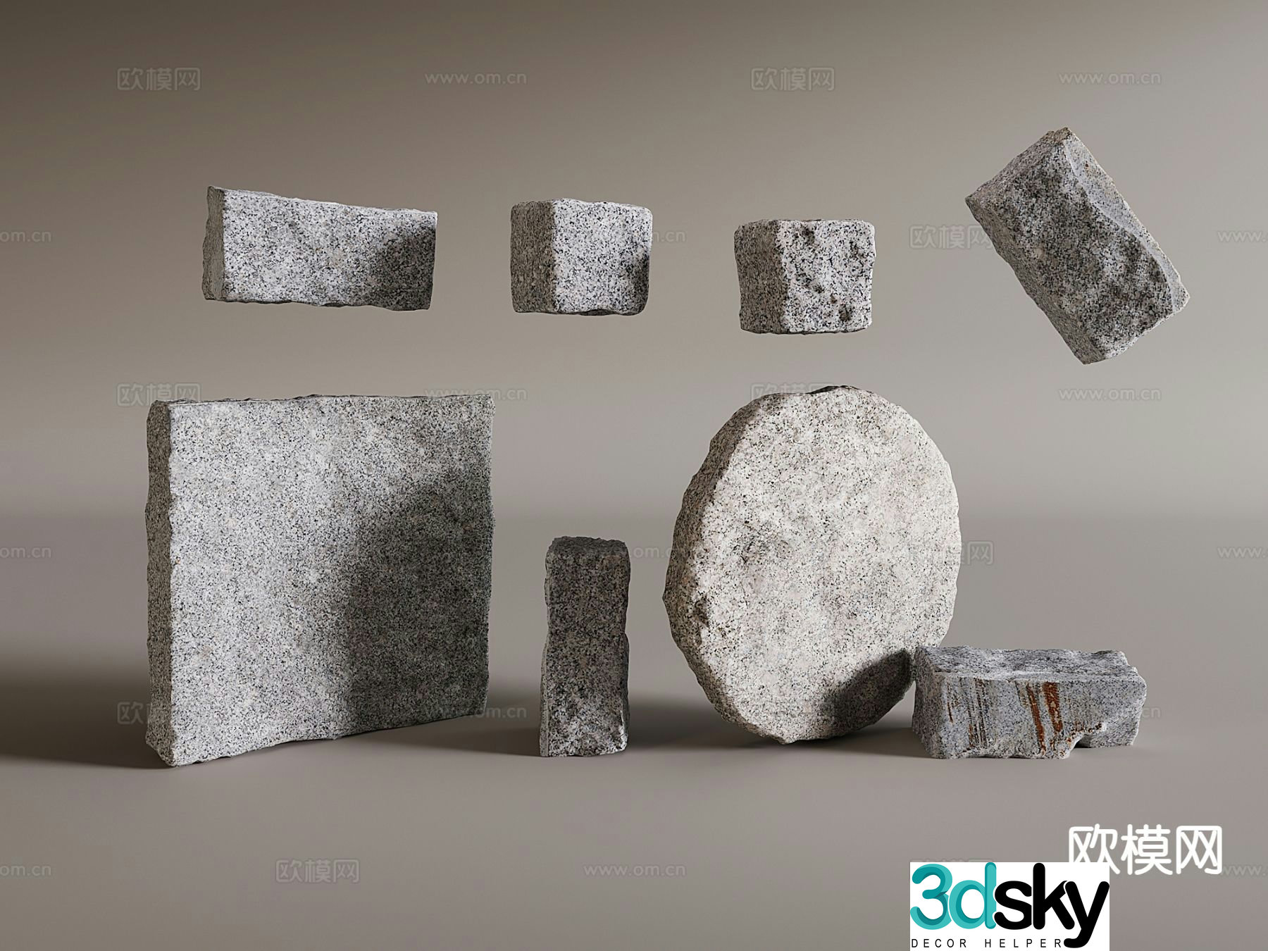 Modern stone landscape stone granite small stone 3d model