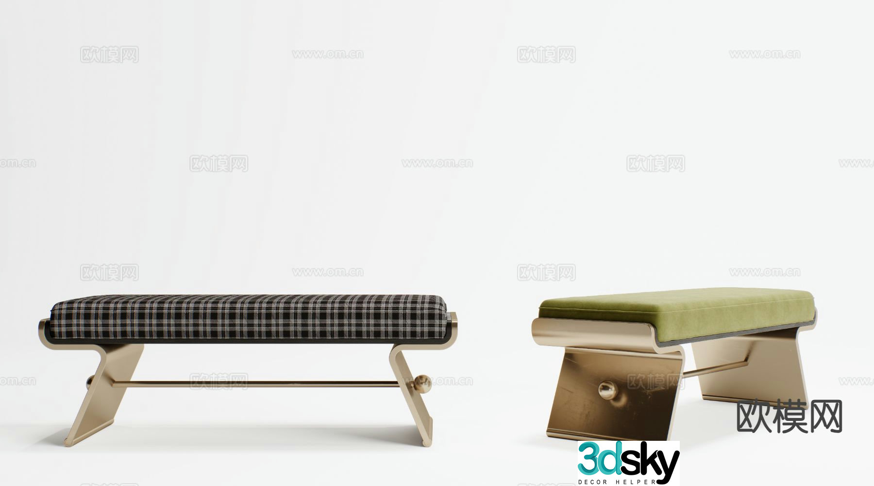 Modern bar stool bench stool 3d model