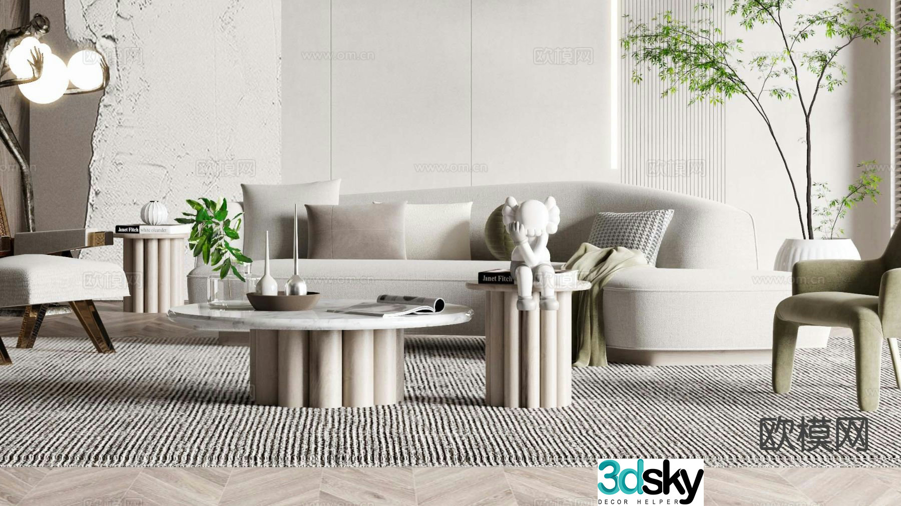 Modern corner sofa multi-person sofa 3d model