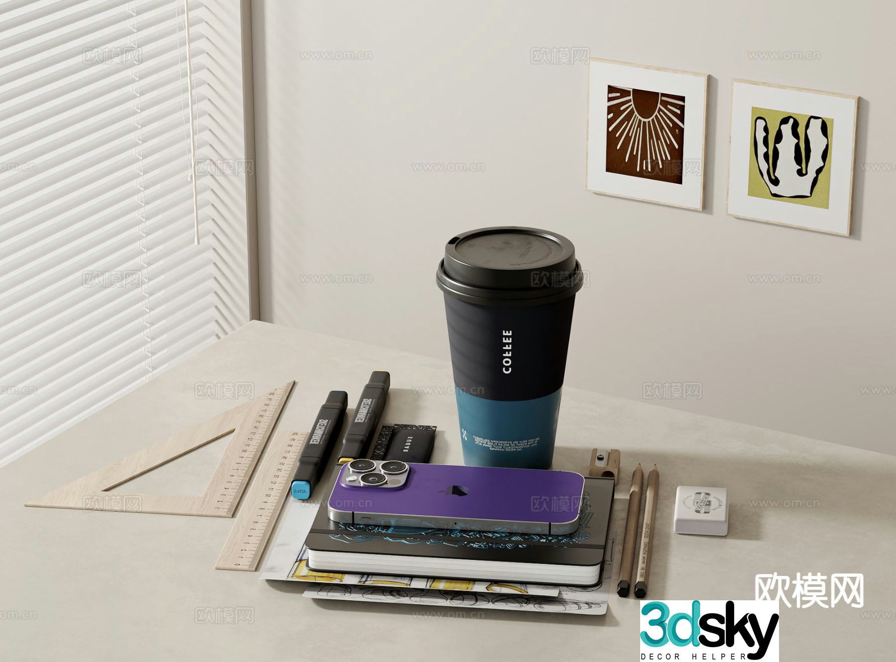Modern decorations desktop ornaments mobile phone 3d model