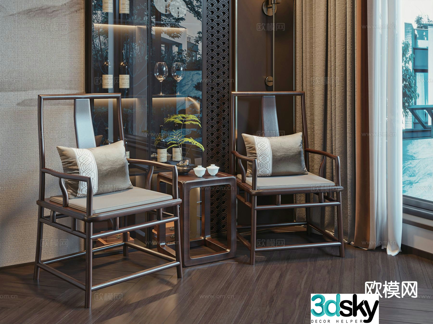 New Chinese style chair Taishi chair 3d model