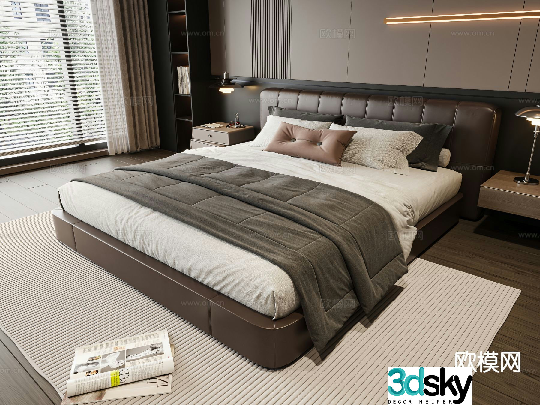 Italian double bed 3d model