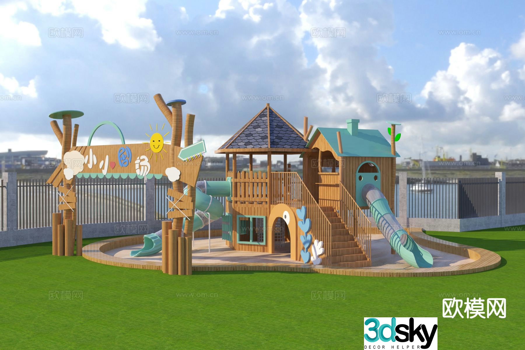 Modern amusement equipment outdoor equipment large slide 3d model
