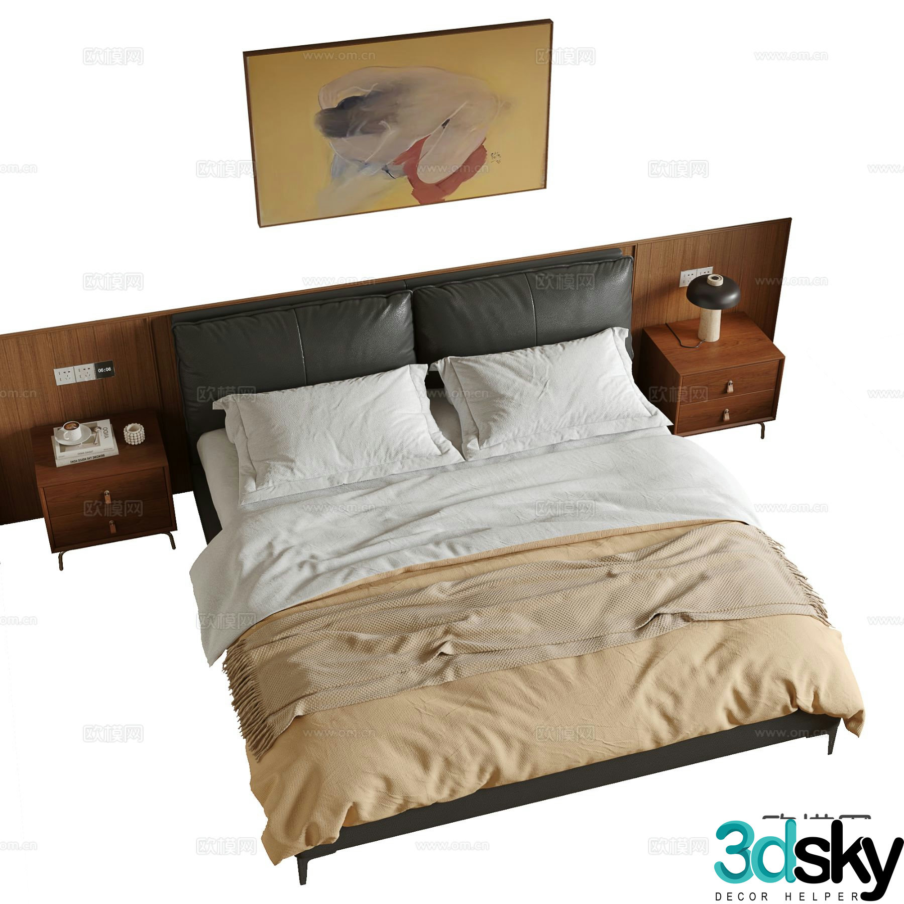 Medieval style double bed 3d model