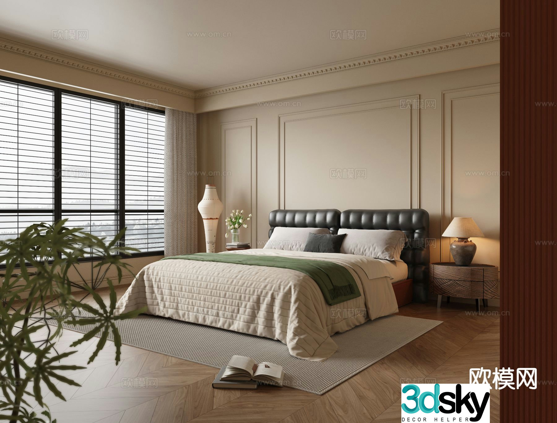 Medieval style double bed 3d model
