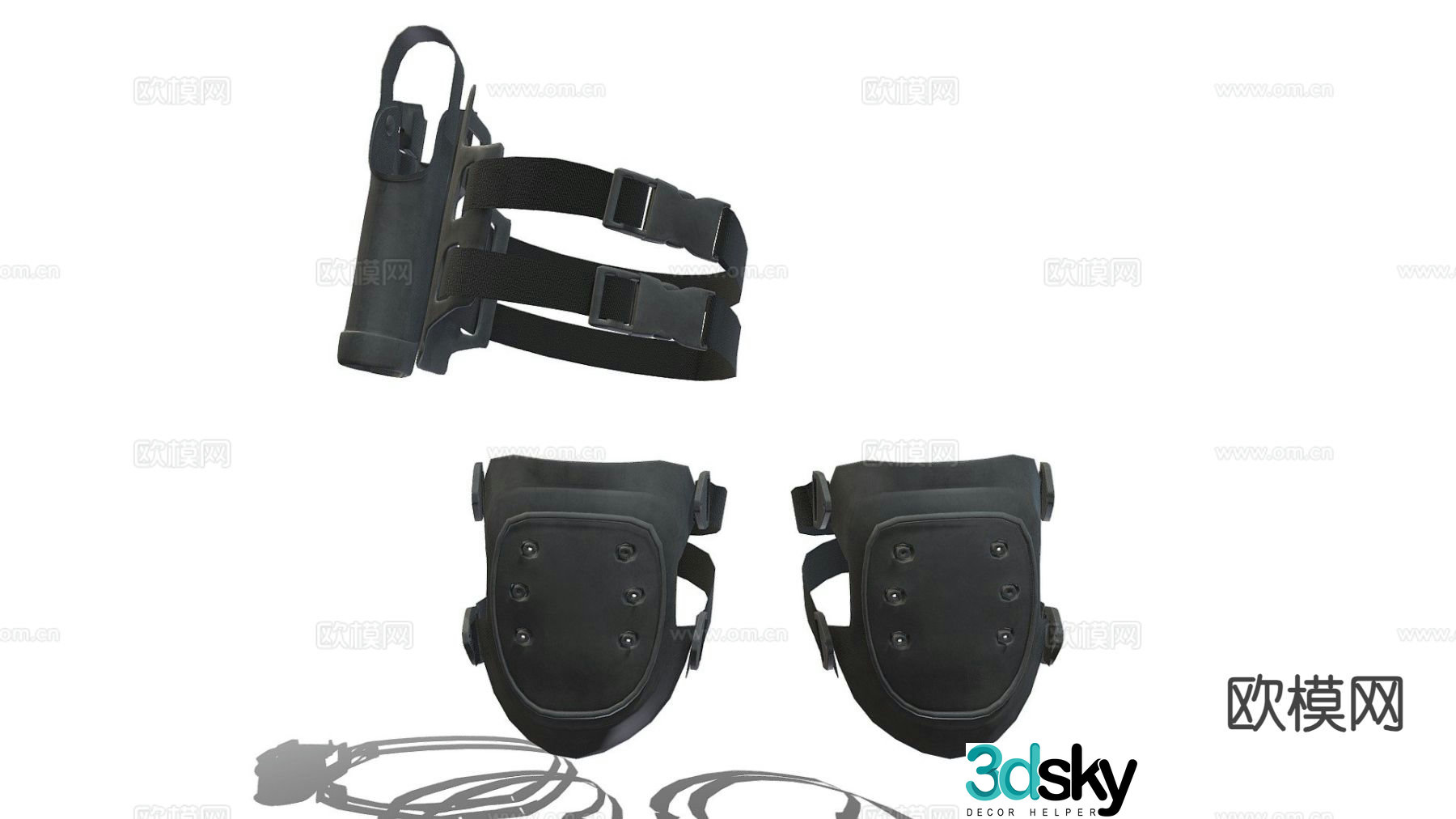 Military knee pad holster 3d model