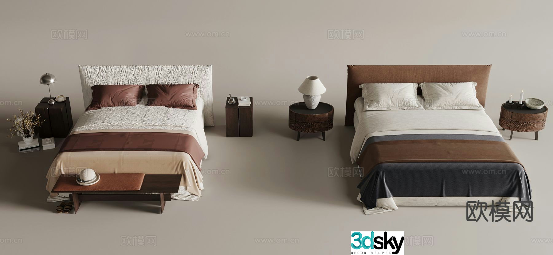 Modern double bed 3d model