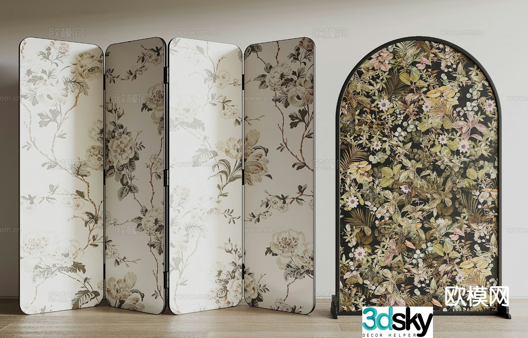 Middle style screen folding screen 3d model