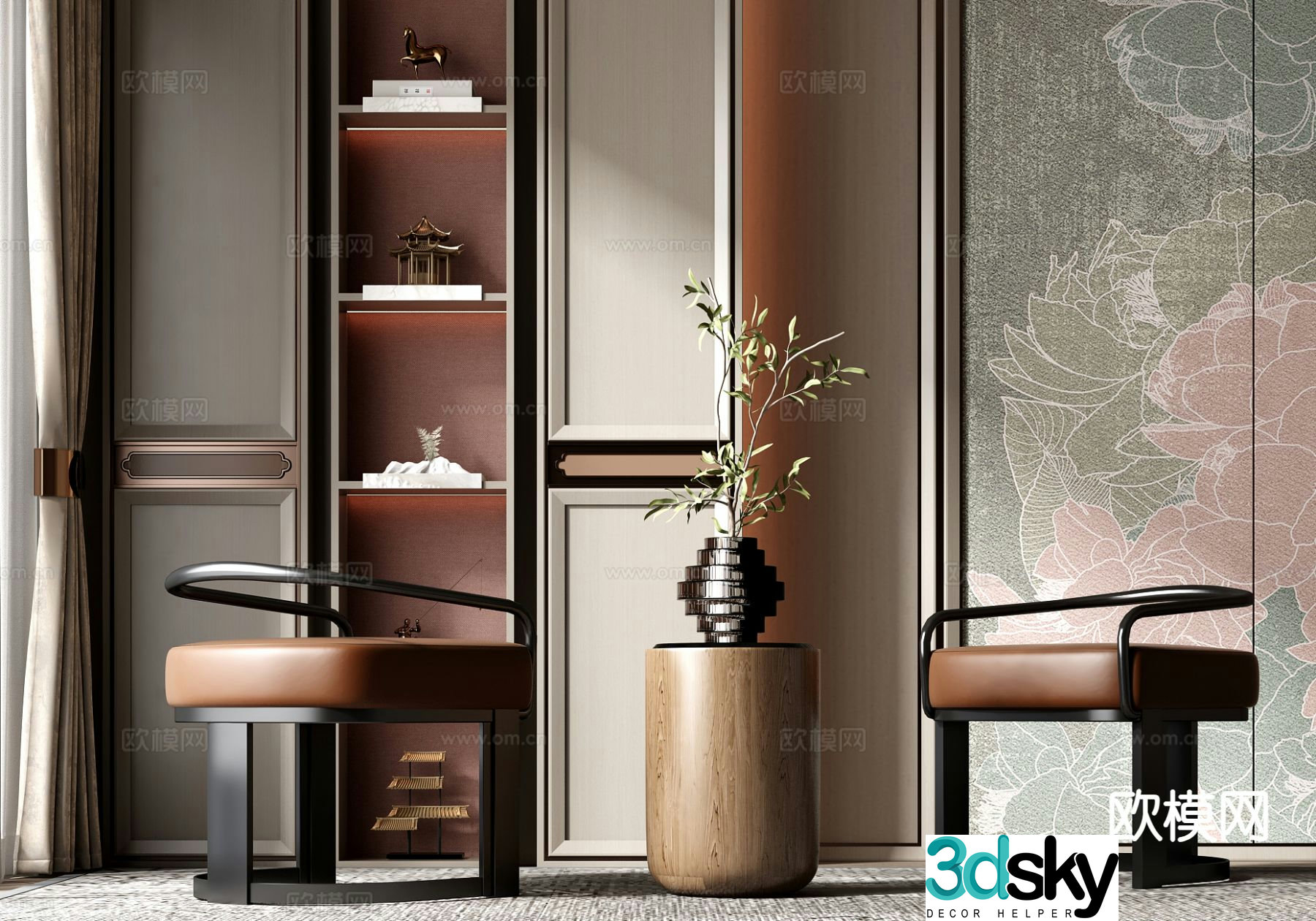New Chinese style leisure chair 3d model