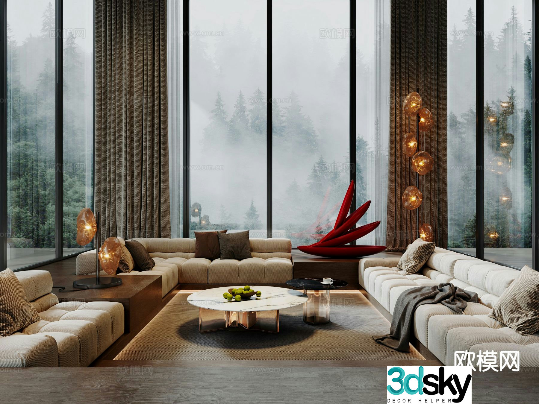 Italian sofa modular sofa 3d model