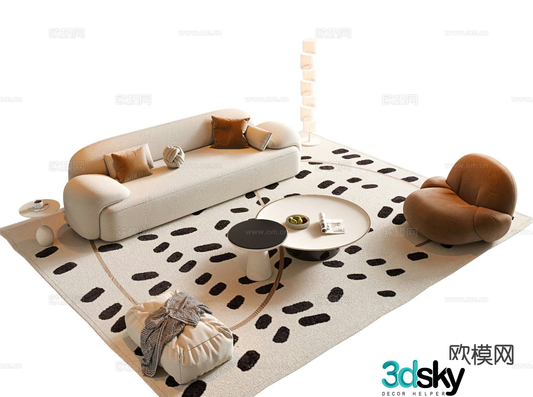 Cream style sofa modular sofa 3d model