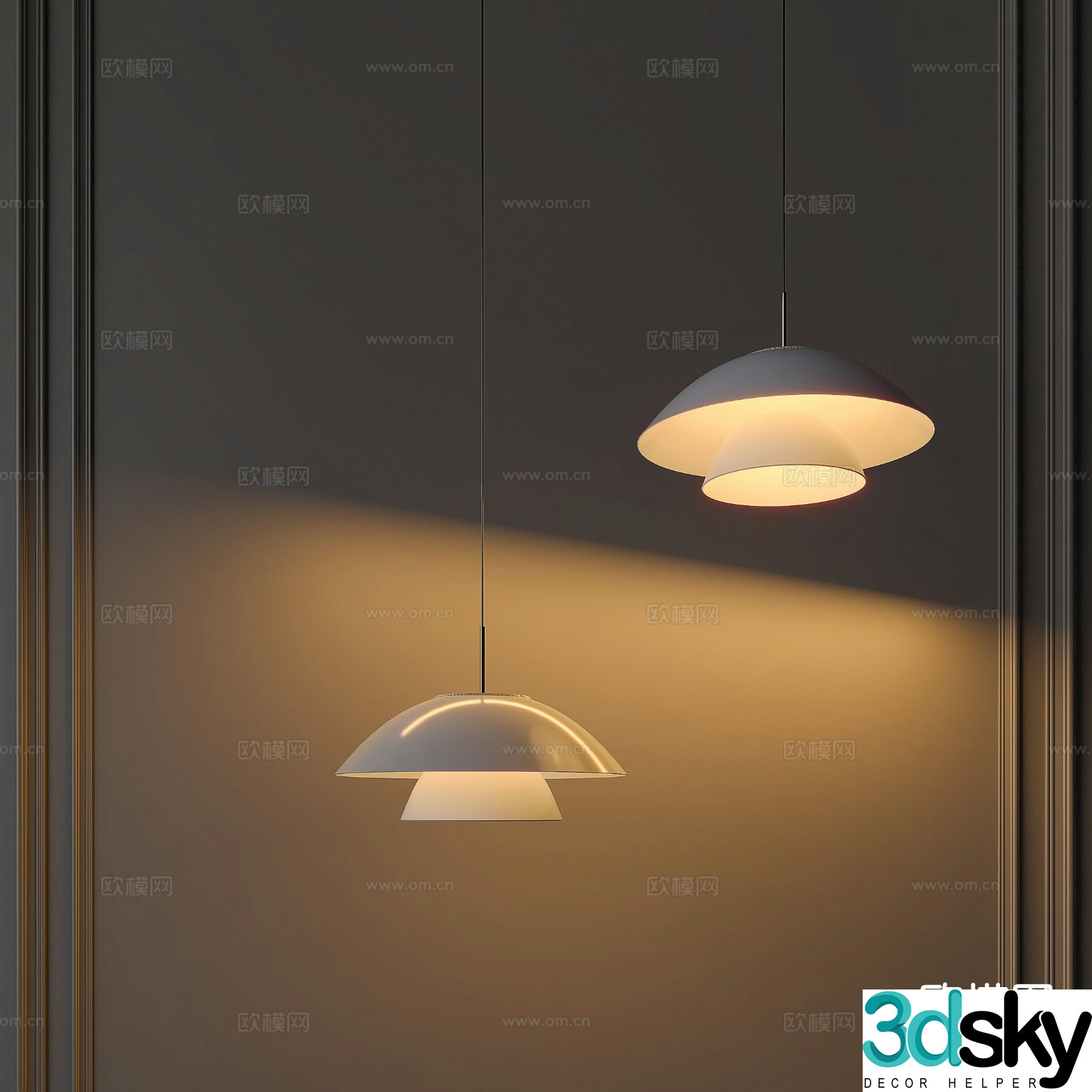 lampshade chandelier restaurant chandelier 3d model