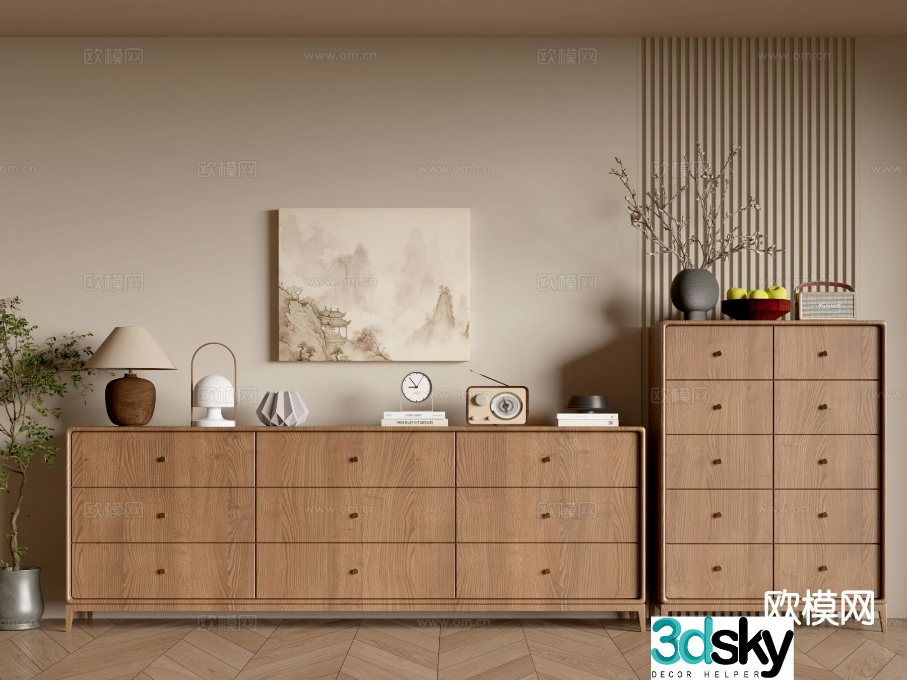 Medieval style chest low cabinet 3d model
