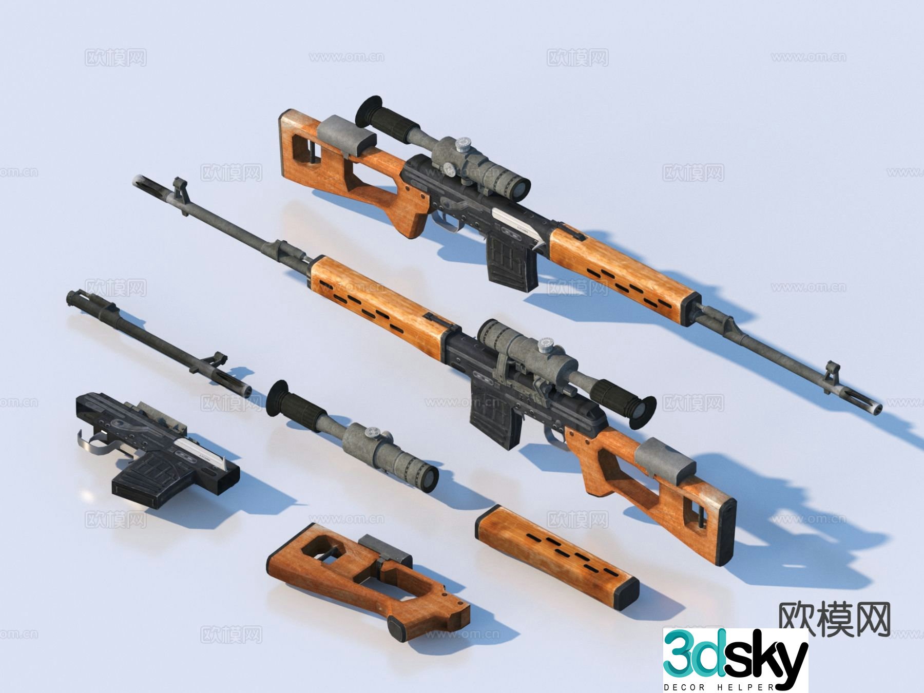 sniper rifle weapon sight military supplies 3d model