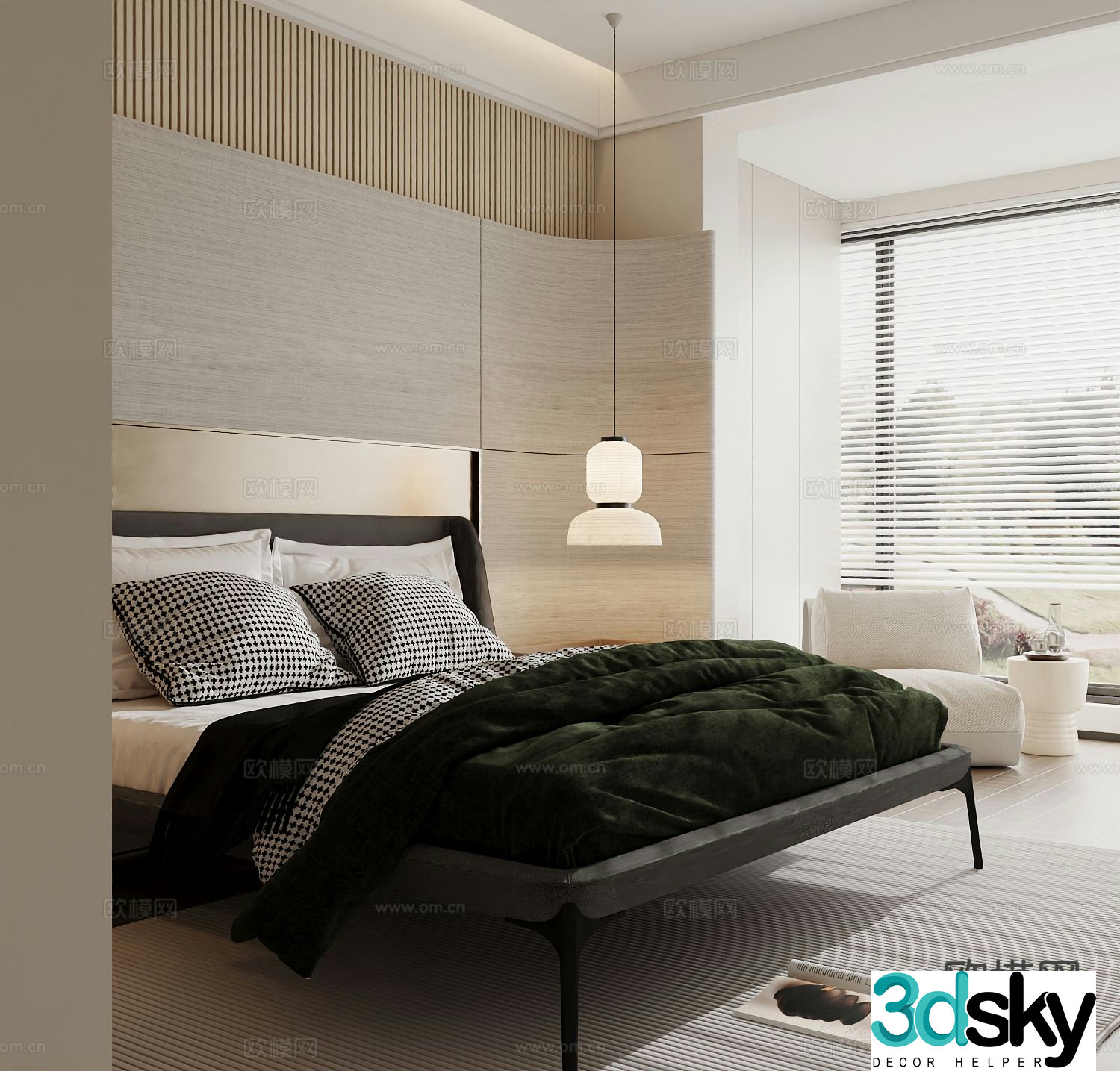 Modern double bed 3d model