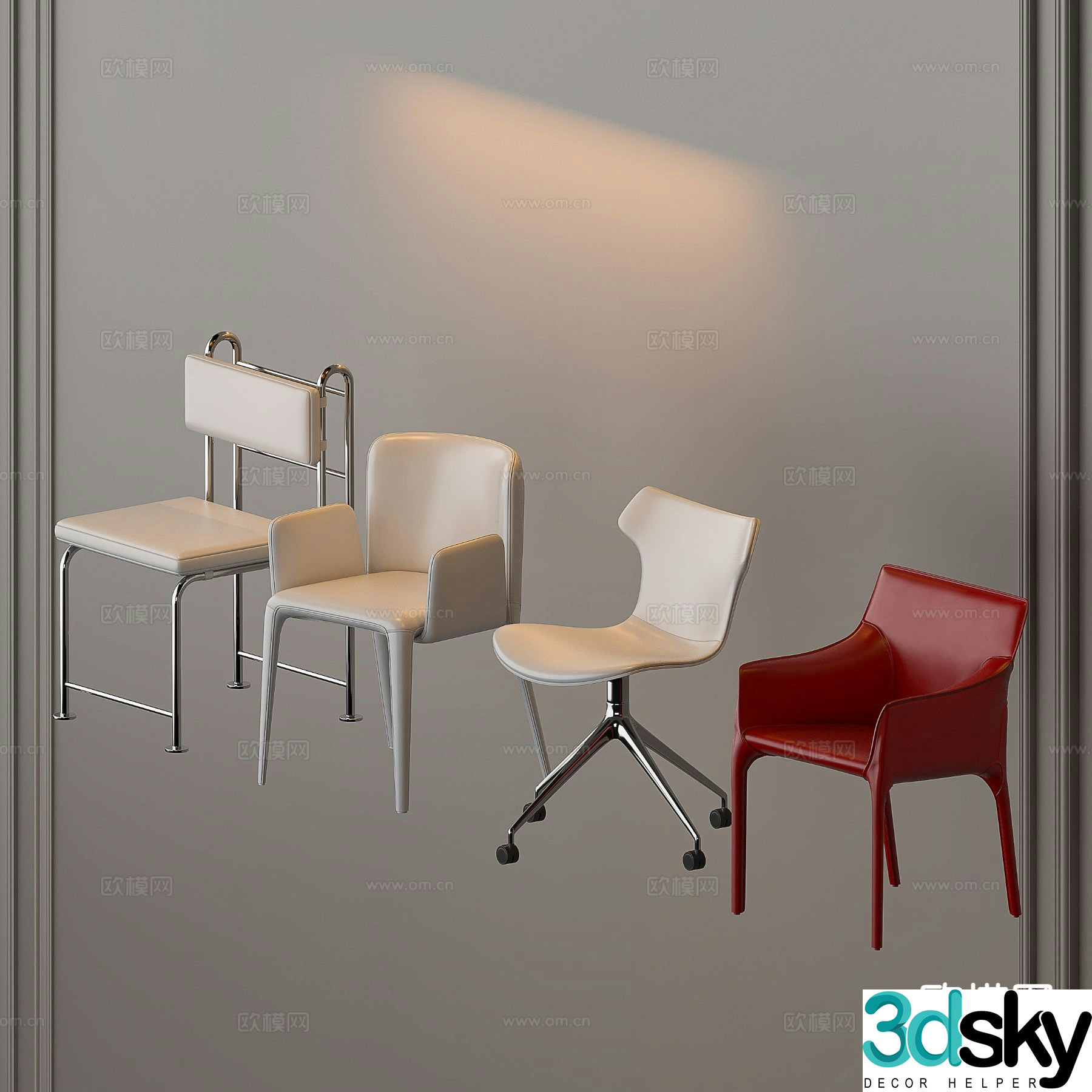 Modern single chair chair dining chair 3d model
