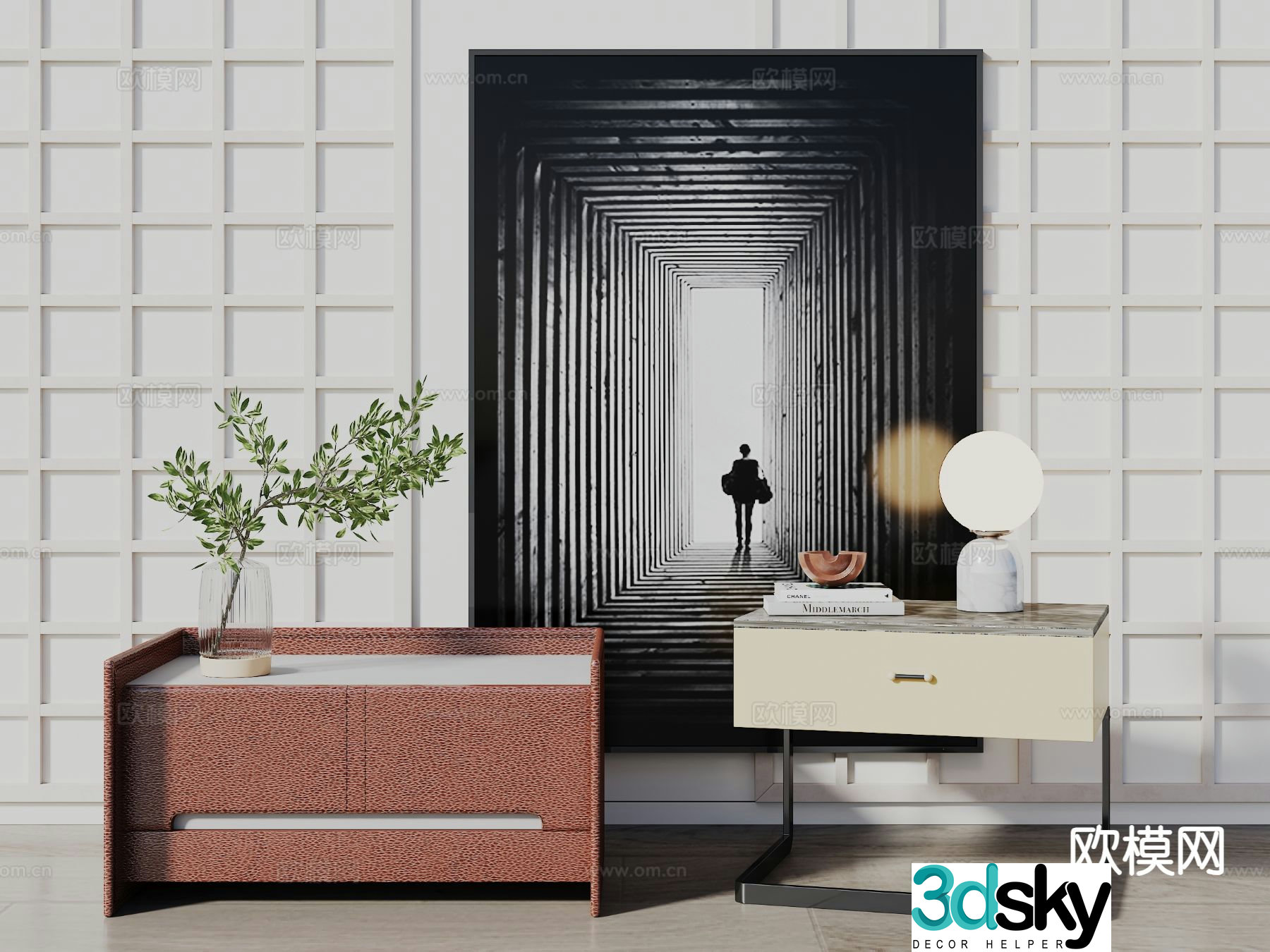 Modern bedside table 3d model