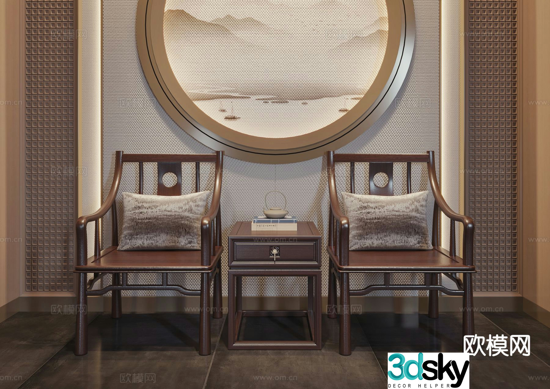New Chinese style chair Taishi chair 3d model